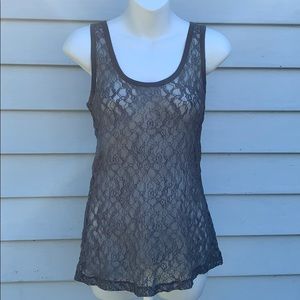 Silver Sheer Lace Tank Top